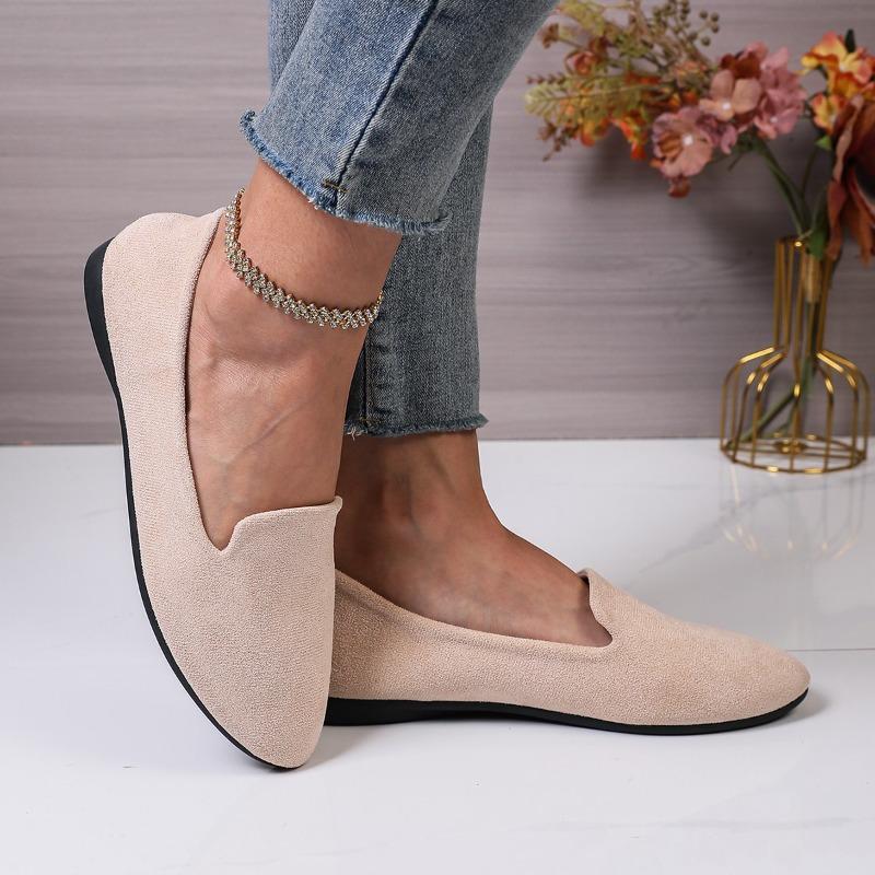 Women's Summer Pointed-Toe Flat Solid-Color Slip-On Loafers, Casual European Footwear, Available In Large Sizes.