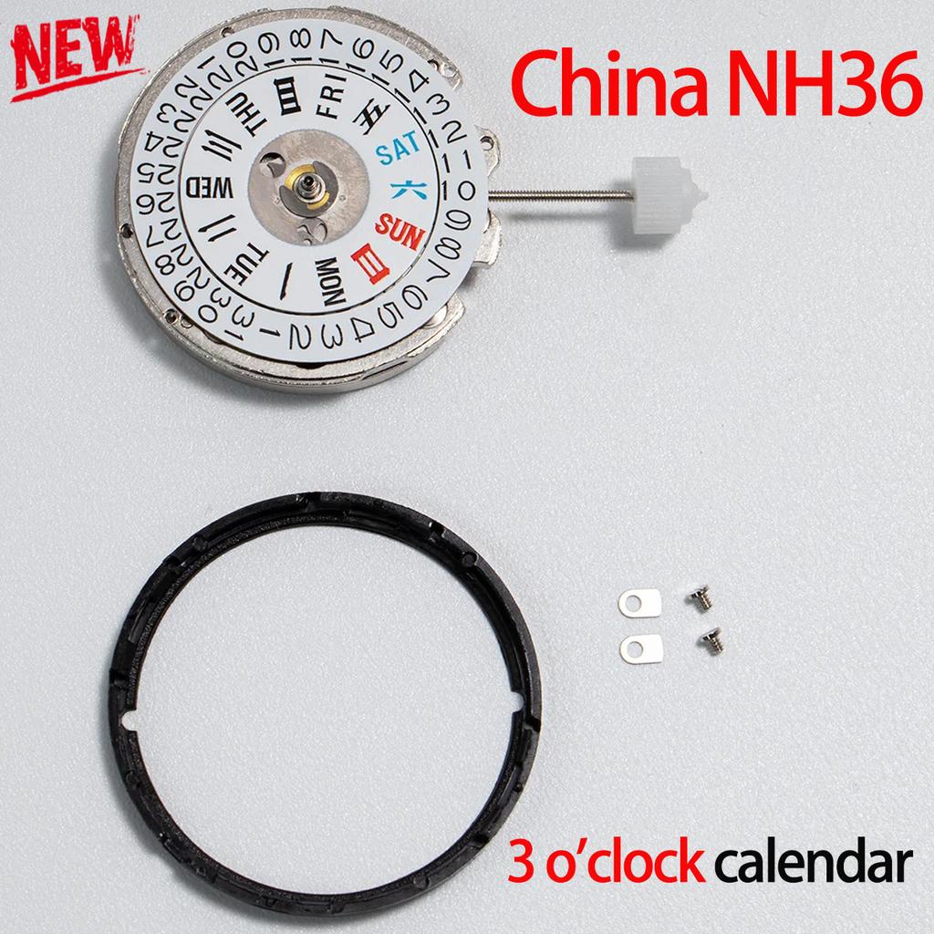 NH36 Urverk Tillverkat i Kina NH36 Automatiskt Mekaniskt Urverk Hög Noggrannhet 24 Juveler Mod Klocka Ersättning Japan NH36A