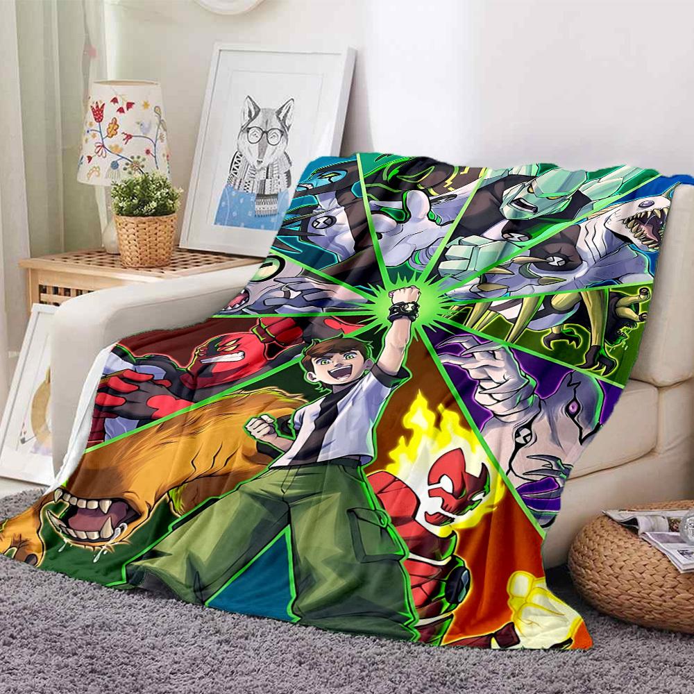 1pc Ben 10 Blanket Lightweight Flannel Throw For Sofa, Bed, Travel, Camping, Livingroom, Office, Couch, Chair, And Bed