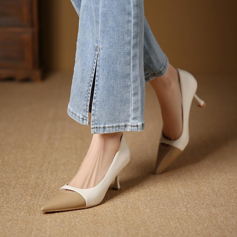 3351-2 pointed high heels color matching light mouth stiletto fashion single shoes temperament versatile banquet women's shoes