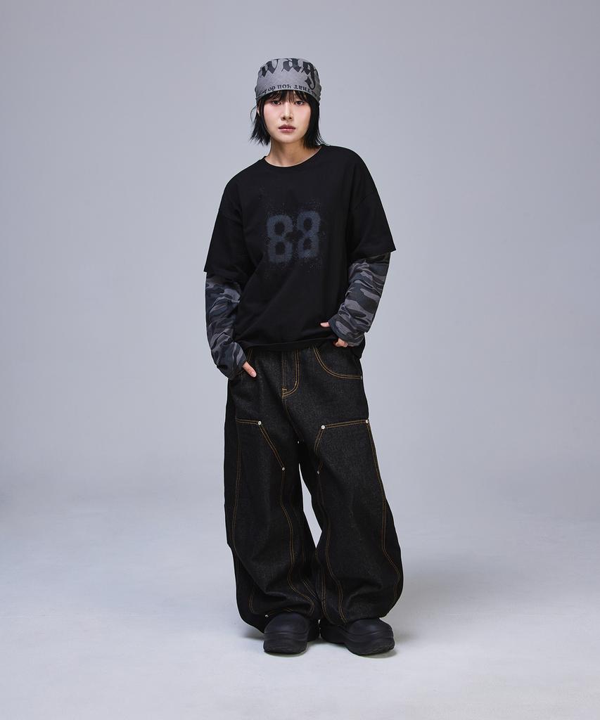 SCALLYWAG 88 Crop Layered Long Sleeve [Camo]