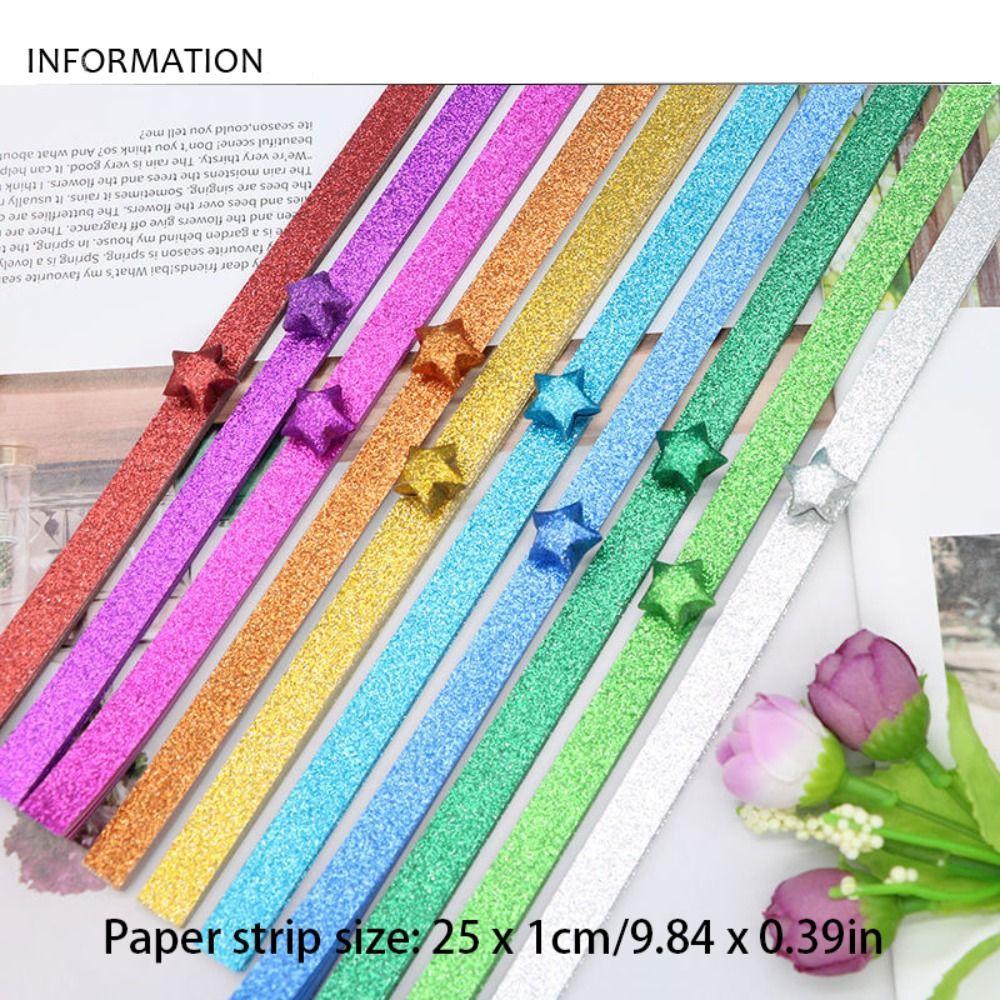 Shiny Lucky Star Paper Folding Strips DIY Origami Arts Crafting for 100pcs/set Party Decoration
