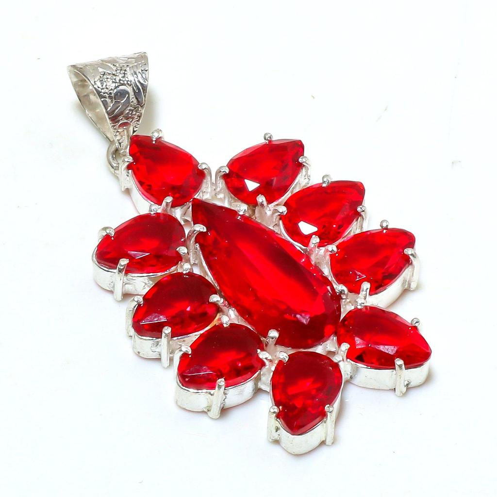 925 Sterling Silver Red Garnet Gemstone Handmade Pendant Jewelry Star Pendant Jewelry Star Pendant Jewelry For Girls Women's