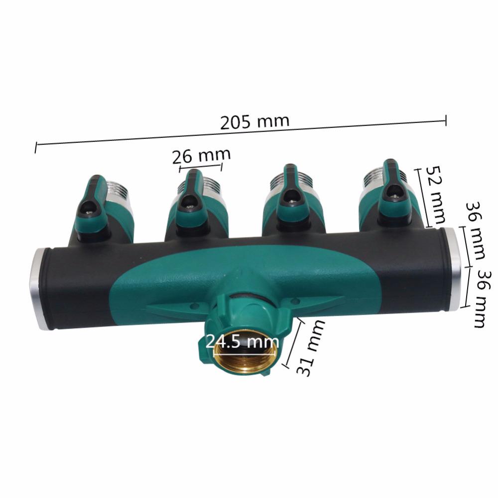 1 pièce Connecteur d'arrosage de jardin à 4 voies Adaptateur Diviseur en alliage de zinc Convient pour Robinet d'extérieur Systèmes d'arrosage goutte à goutte Aspersions 3/4 pouce