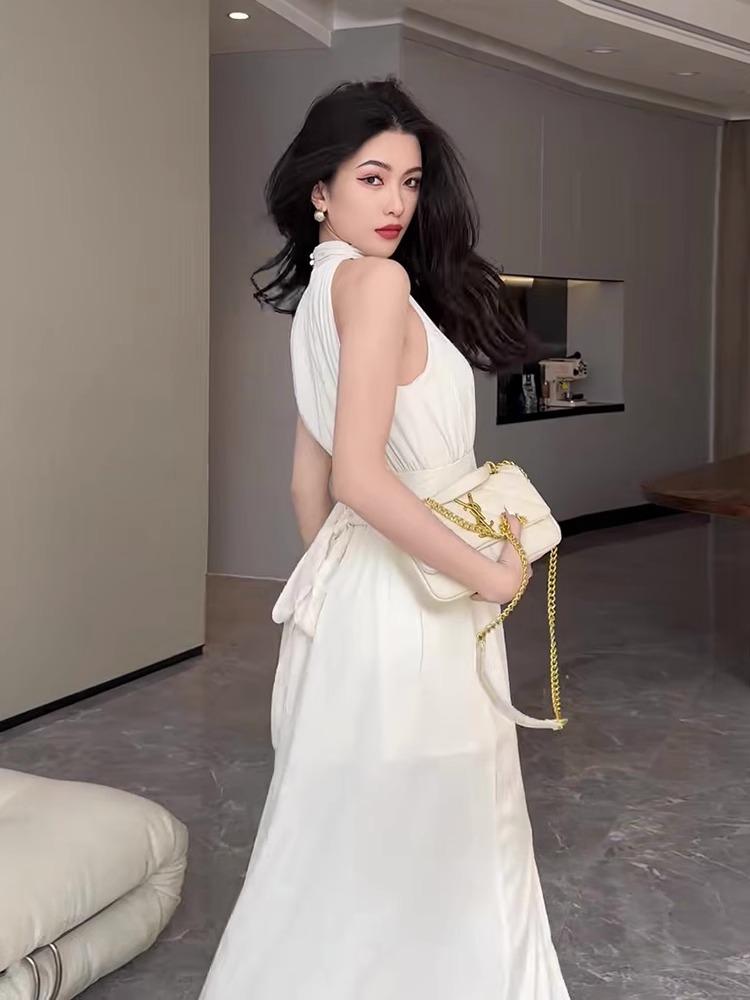 Sexy Party Prom Bodycon Midi Dress for Women Clothing Casual Elegant Sleeveless Office Lady One Piece Dress Korea Summer 2024