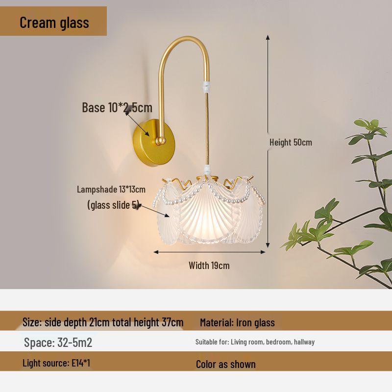 Modern Luxury French Glass Wall & Bedside Lamp for Bedroom, Corridor, and Hall
