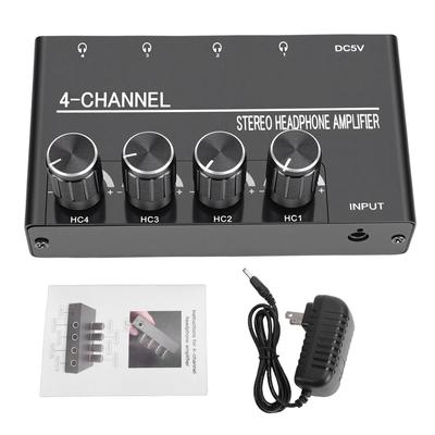 Headphone Amplifier 4 Channel Stereo Headphone Amplifier Splitter with 1 4 Inch Headphone Output for PC Guitar