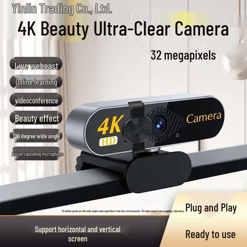 4K USB Desktop Camera & Microphone for Streaming, Online Classes & Meetings