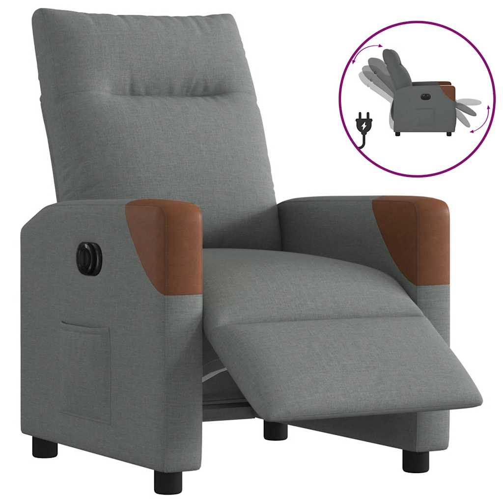 Sillón Eléctrico Reclinable, Gris Oscuro, Tapizado en Tela