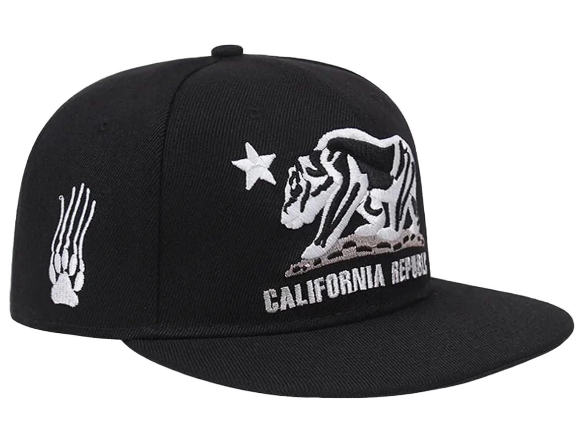 

Sproutsy Flat Visor Cap, Embroidered Snapback Cap, California Republic