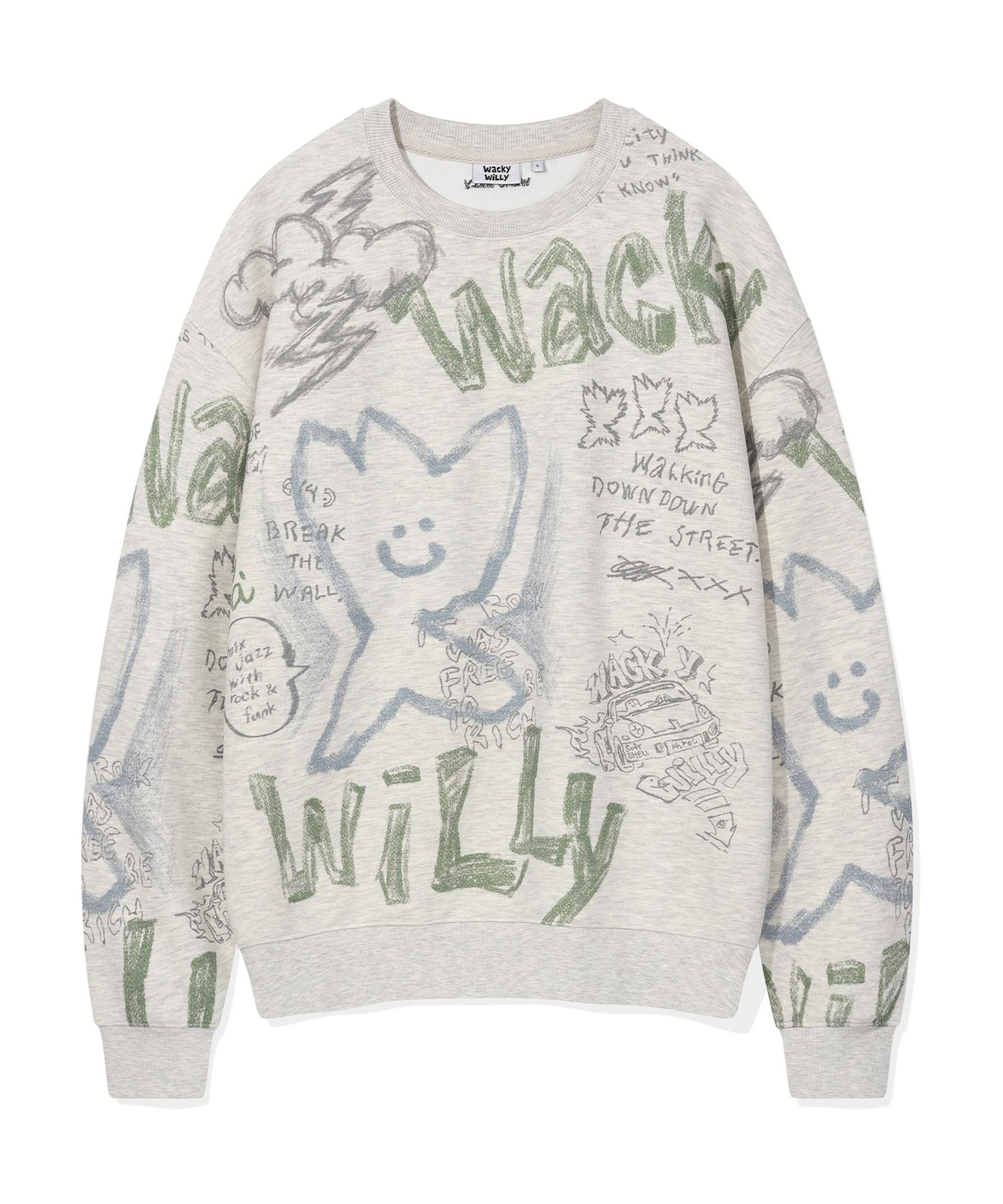 Свитшот с графическим принтом Wacky Willy, цвет овсяный S