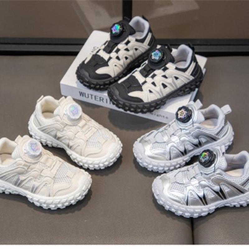 Kids Breathable Mesh Rotating Buckle Casual Running Sneakers For Unisex Boys And Girls