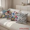 2D Colorful Floral & Geometric Pattern Pillow Covers Pattern Cushion Cover Suitable For Sofa Bedroom Car Pillow Cover