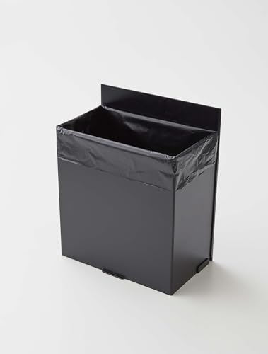 Yamazaki Wall-Mounted Toilet Pot & Storage Case, Black, Approx. W20.5 X D12.2 X H24cm, Tower-Style, Flap-Style, Small Item Storage, Trash Can (5430),