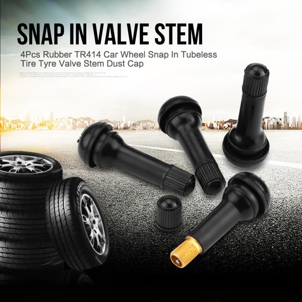4PCS Rubber Wheel Valve Stem Black Vacuum Tire Valve Durable Tire Air Valve Car Tire Maintenance