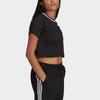 Adidas Originals Cropped Tee Flocked Embroidered Logo Sports T-Shirt Women Tops Black H20253