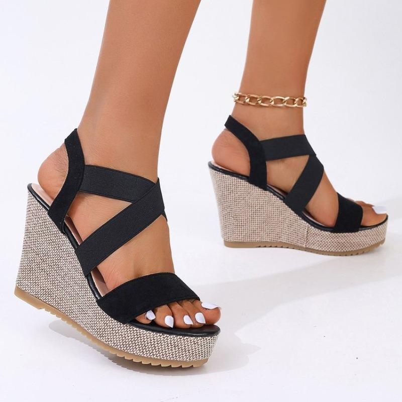 Summer Women High-heeled Sandals Fashion Wedge Sandals Platform Roman Shoes for Women Elastic Casual Sandals Gladiator Sandalias
