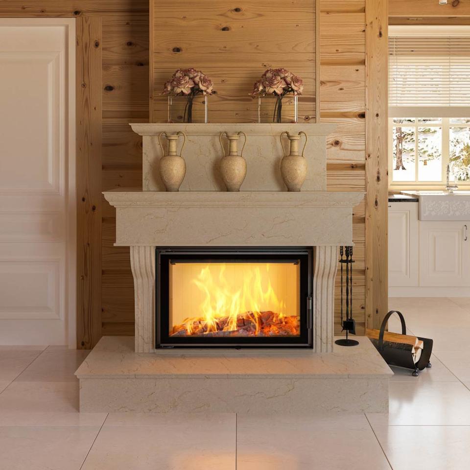 Smart Steel Fireplace KRATKI LUCY 14 kW Ø 200 Black Thermotec MSK GLASS