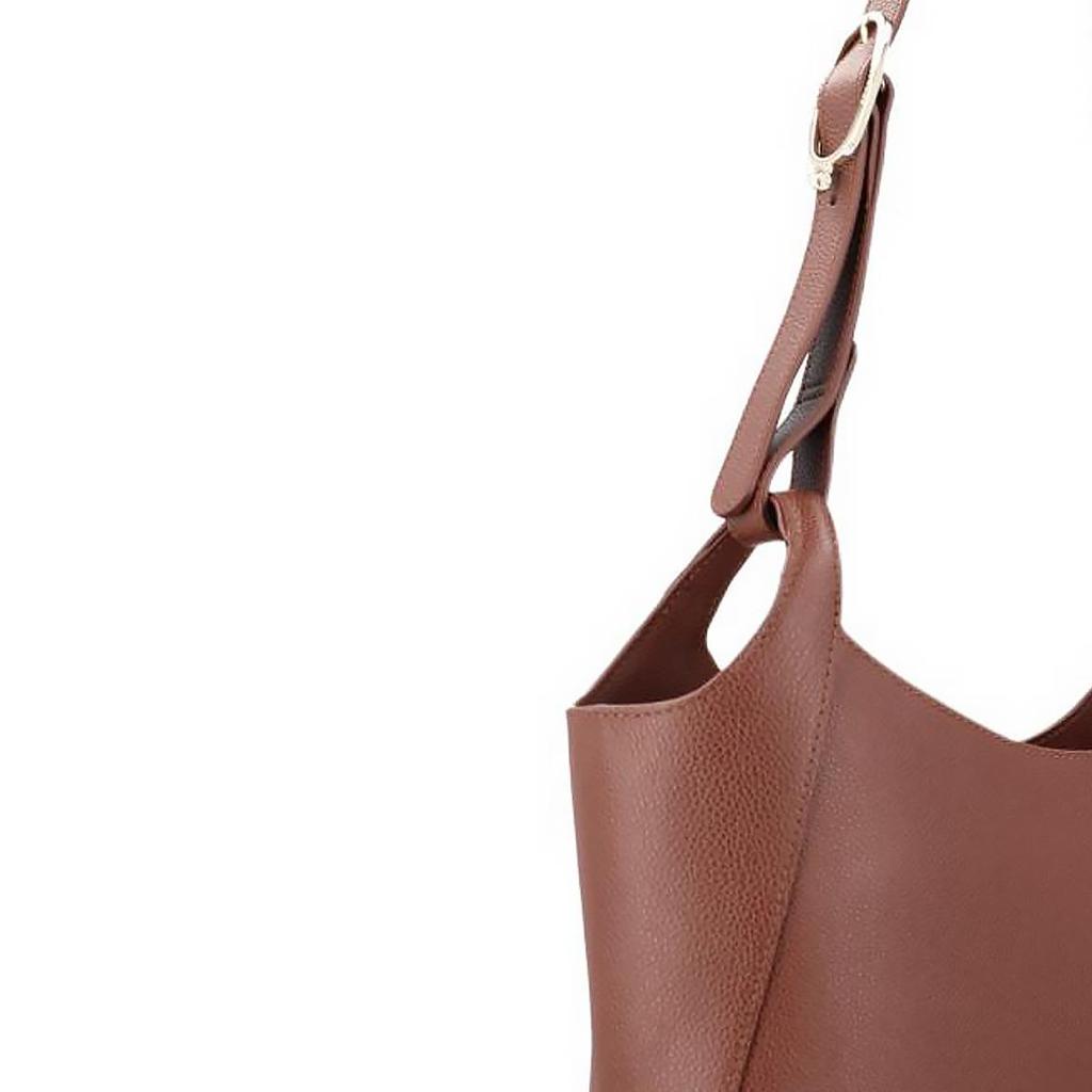 Longchamp Le Foulonné Magnetic Closure Adjustable Shoulder Strap Leather Hobo Bag Women Bags Light-Gold Brown 10330021M02