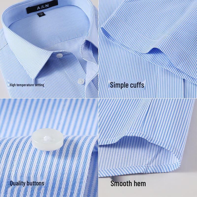 Antonio Men's 100% Cotton Liquid Ammonia Non-Iron Business Casual Shirt