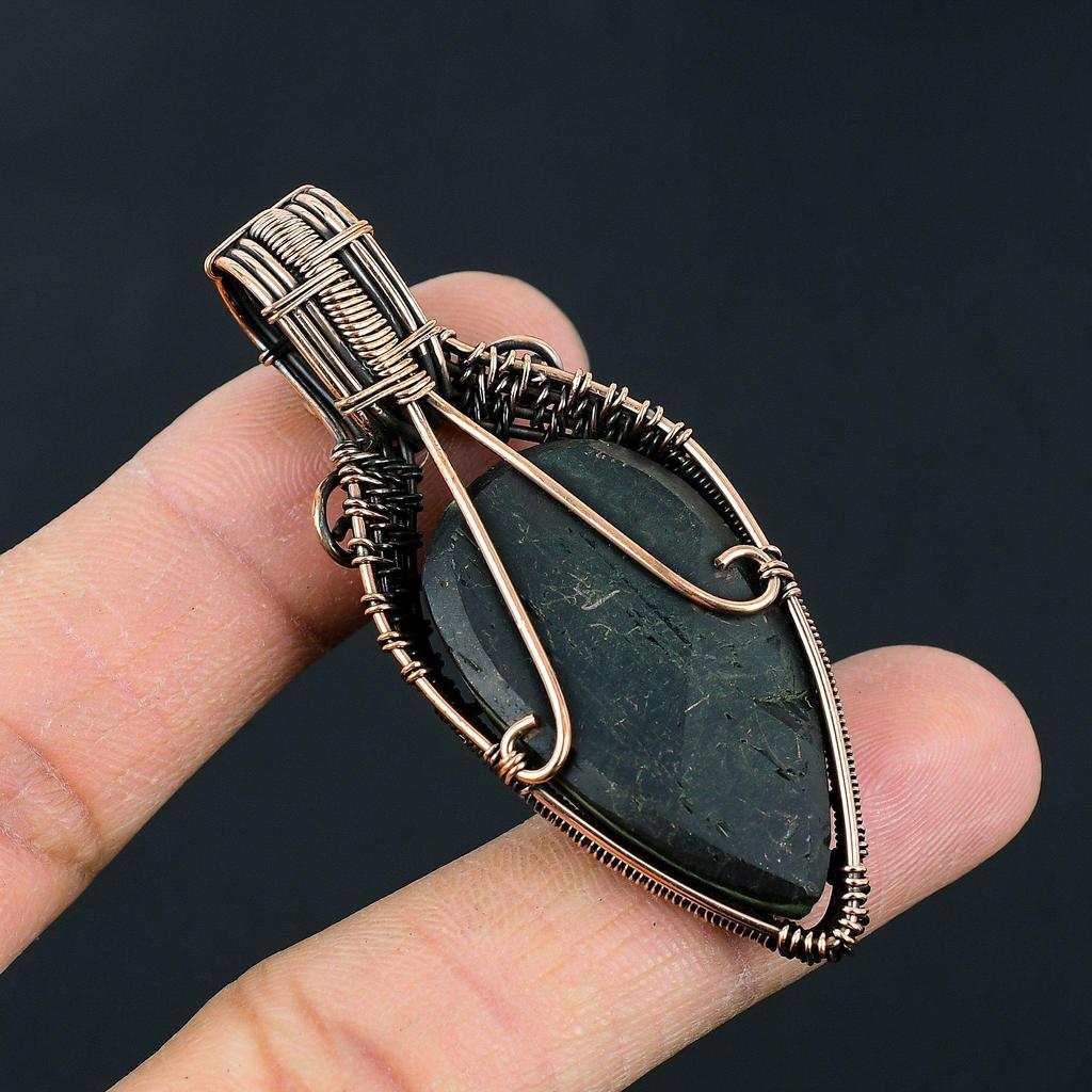 Handmade Copper Wire Wrapped Black Tourmaline Pendant – Healing Crystal Jewelry for Men & Women