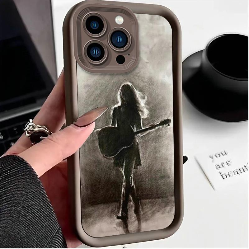 

Модный чехол с принтом абстрактной гитары и девушки, гибкий мягкий силиконовый чехол TPU, полная задняя крышка для iPhone Samsung Samsung Galaxy S24 Ultra кофейный