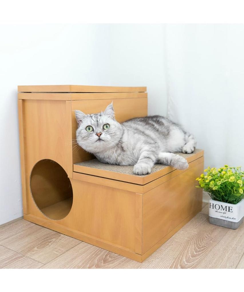 Happy Days 2-stufige Katzentreppe mit Kratzschutz, hohe Dichte, für Katzen, ältere Katzen, Verletzungen, Tragkraft, Kratzschutz, Treppen, Haus, Katzen, Prävention, 10 kg, rutschfest