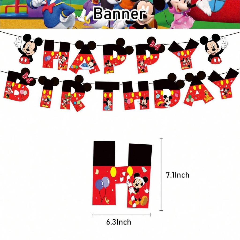 Mickey Mouse Cartoon Balloon Cake Topper for Kids' Birthday Party Decorations