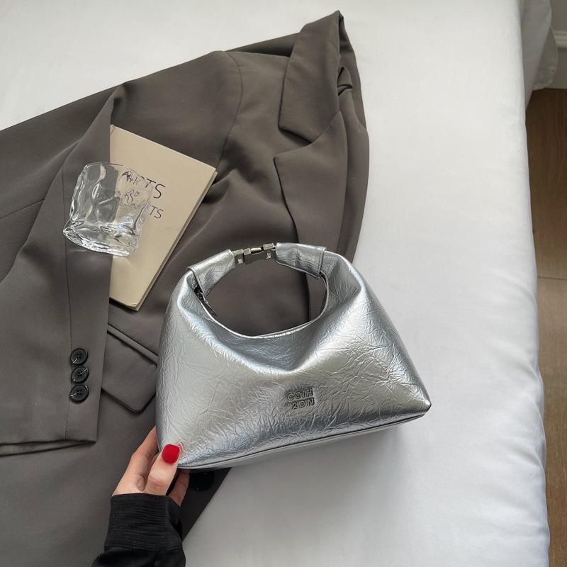Premium silver pleated handbag small bag women's summer new fashion versatile chain messenger bag