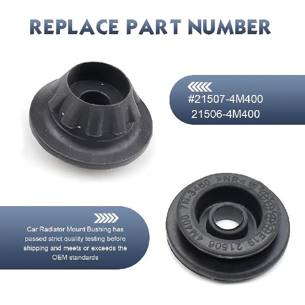 Pack-4 Car Radiator Mount Bushing, Durable Rubber Shock #21506-4M400 & #21507-4M400 Compatible with Nisan Altima Cube NV200 Sentra Versa Pathfinder