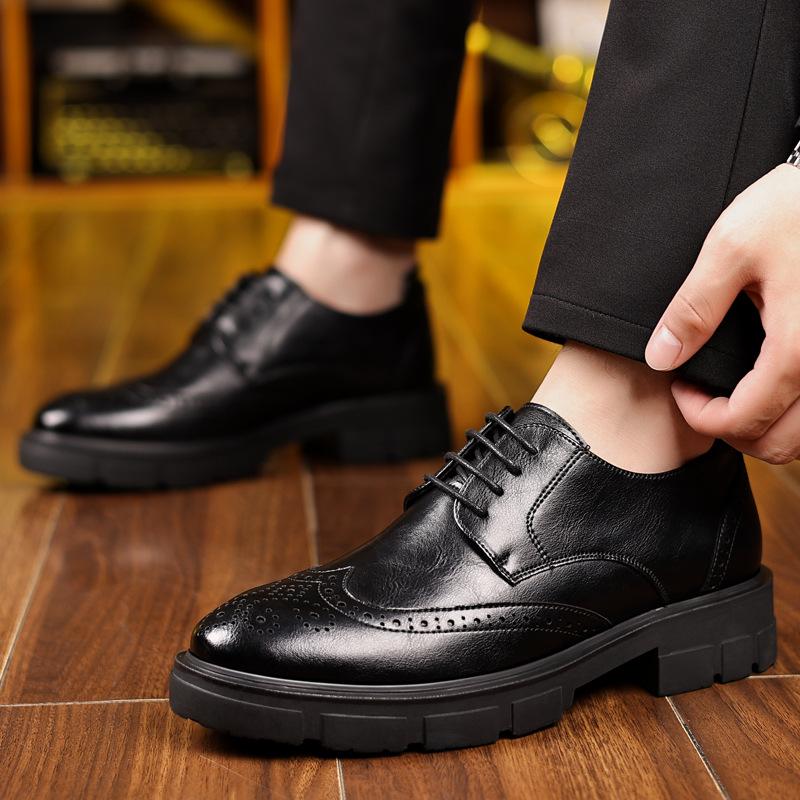 Fashion Men's Shoes Heightening Business Casual Breathable Leather Upper Rubber Outsole Wedding  Comfortable Adult Footwear