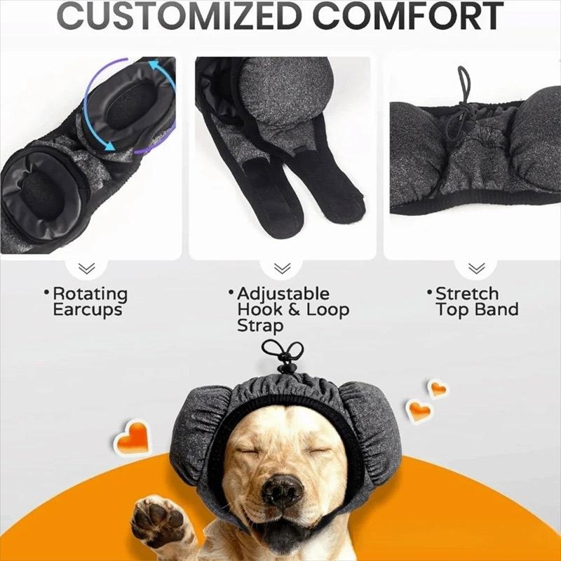 New Noise Protection Dog Ear Muffs Soft Soundproof Adjustable Cups Dog Anti-startle Cover Snug Fit Dog Calming Hood Bathing Use