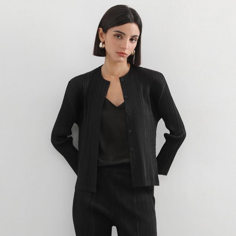 Pleats Mood Basic Button Pleats Cardigan