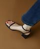 Ji's New French Strap Sandals Mori Thick Heel Square Head Open Toe Middle Heel with Sandals Women