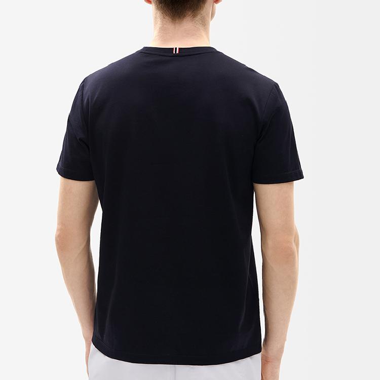 Fila Solid Color Casual Cotton Knit Short Sleeve T-Shirt Men Tops Legendary-Blue F11M231109F-NV