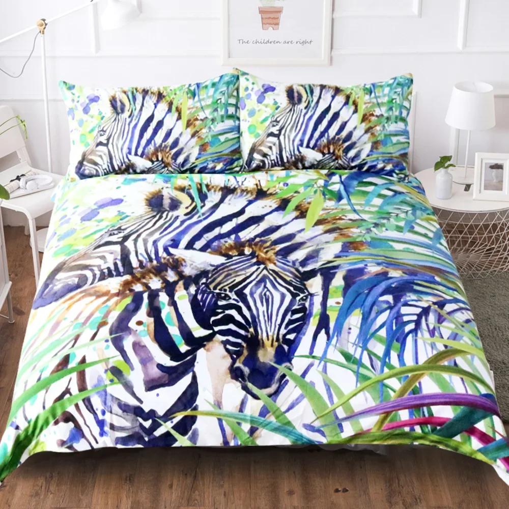

Comforter 100% High Quality Thickening Bed Set Super Soft Bedding Tropical Rain Forest Zebra Animal 100% Polyester Comforter (quilt)-EU Single(135*200cm)3pcs