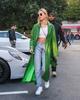 Leather Genuine Women's Green Trench Coat Lambskin Handmade Long Party Stylish