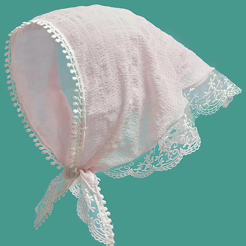 White Woven Floral Lace Hair Scarf Wraps Women Retro Triangle Headscarf Hat Travel Photo Headband Hair Accessories