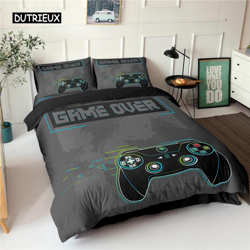 

Gamepad Bedding Set Queen Size Duvet Cover Creative Black Bed Comforter Cover Set Polyester Quilt Cover Bedclothes 2/3Pcs EU single(135x200cm)