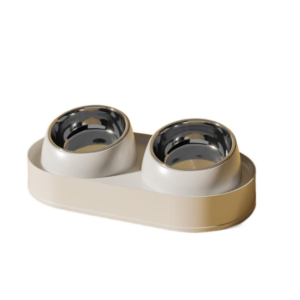 Slanted Mouth Pet Feeding Double Bowls Portable Pet Drinking Feeder Dog Food Basin  Water Container