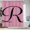 Pink Bath Shower Curtain with Letter Print Personalized Custom Name Monogram Decor for Bathroom Accessories Sets