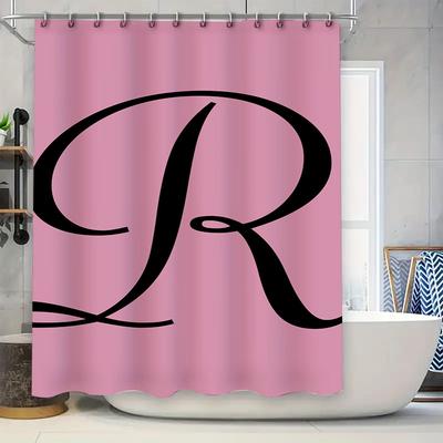 Rosa Bade-Duschvorhang mit Buchstabenaufdruck Personalisierter individueller Name Monogramm Dekor für Badezimmer-Accessoire-Sets