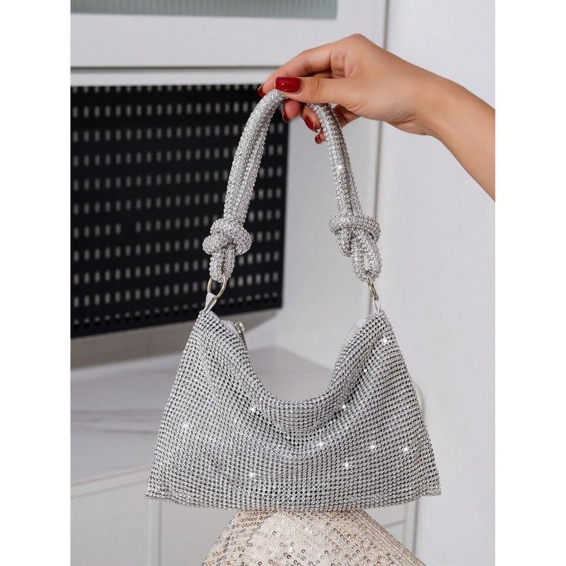 Diamantbesetzte Abendtasche Handgefertigte Bankett-Abendtasche Trendige Blitzer-Knoten-Strassstein-Tasche Partytasche Clutch