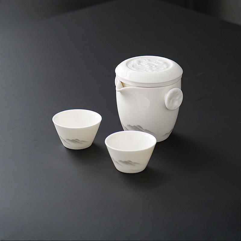 Goat Jade Travel Camping Quick Cup Brewing Tea Outdoor Portable Carry-On Travel Tea Set Customized Storage Bag