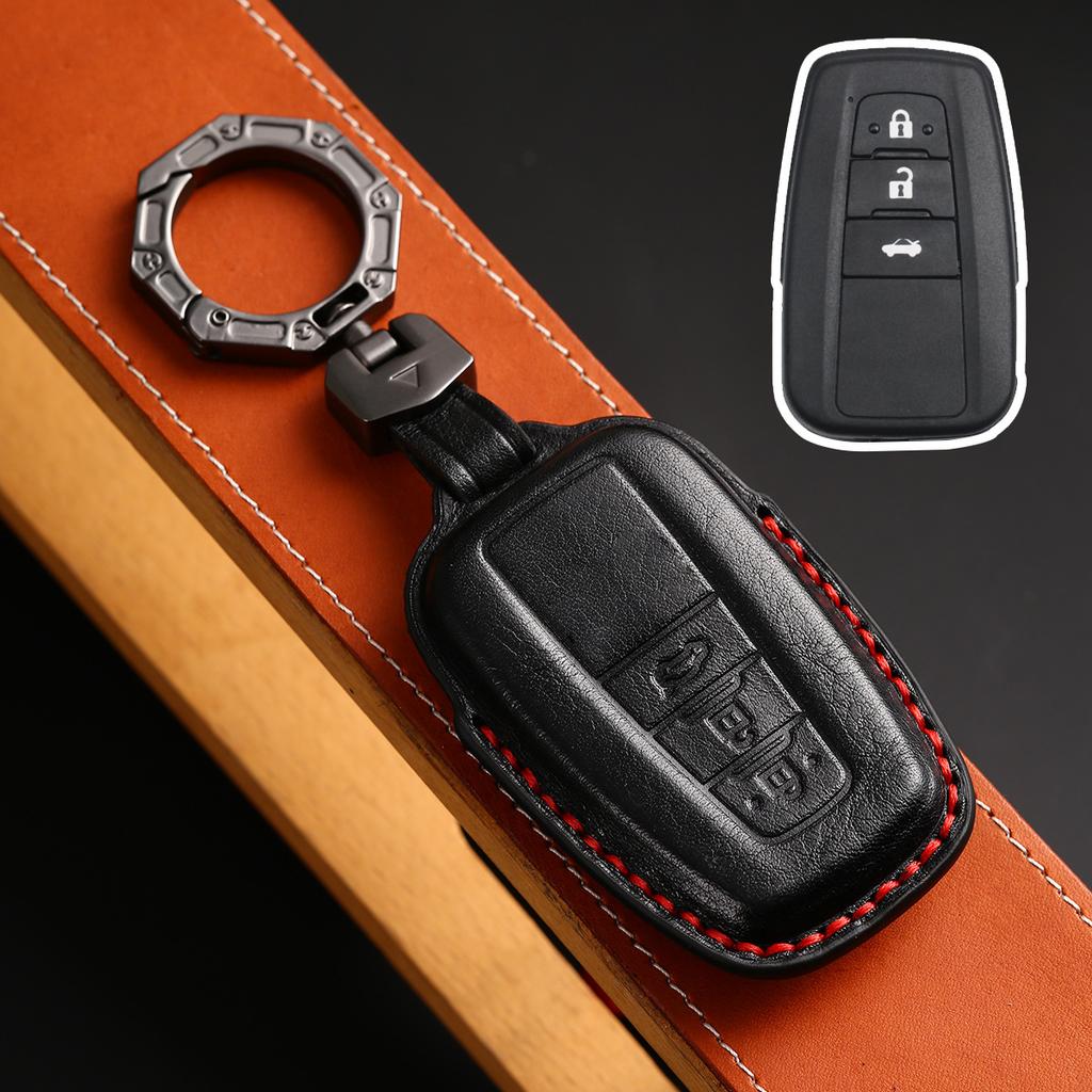 Leather Car Key Fob Case Cover Accessories For Toyota Sienna Rav4 Venza Mirai Hybrid Vehicles Alphard Previa Voxy