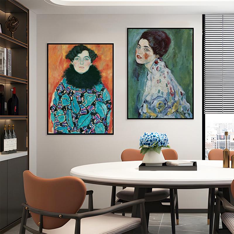 Gustav Klimt Kunstwerk Frau Porträt Malerei Poster und Drucke Wandkunst Bild Leinwandmalerei für Wohnzimmer Heimdekoration