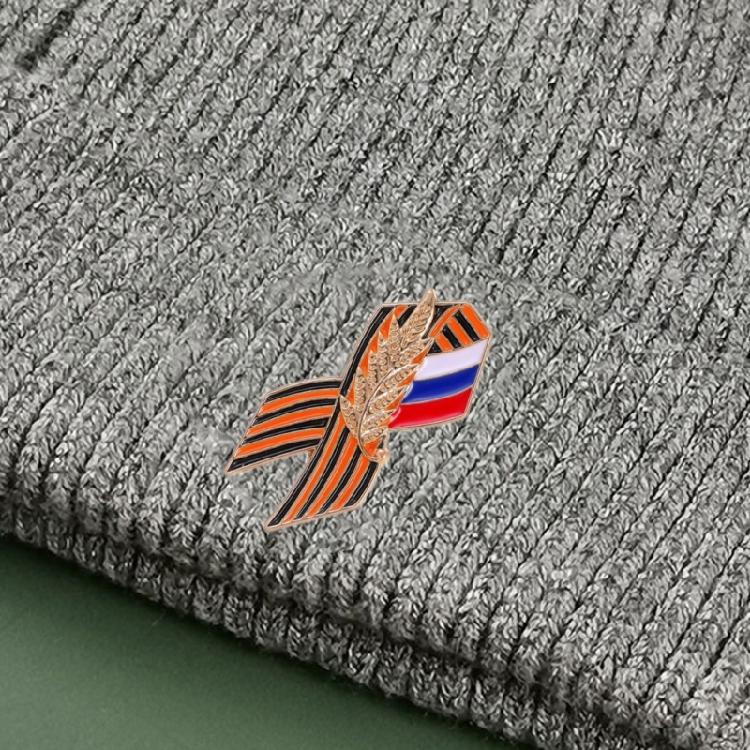 2 Piece Vintage Zinc Brooch Unique Charm Ribbon Ear of Wheat Russian Flag Corsage For Office Event Social Gatherings