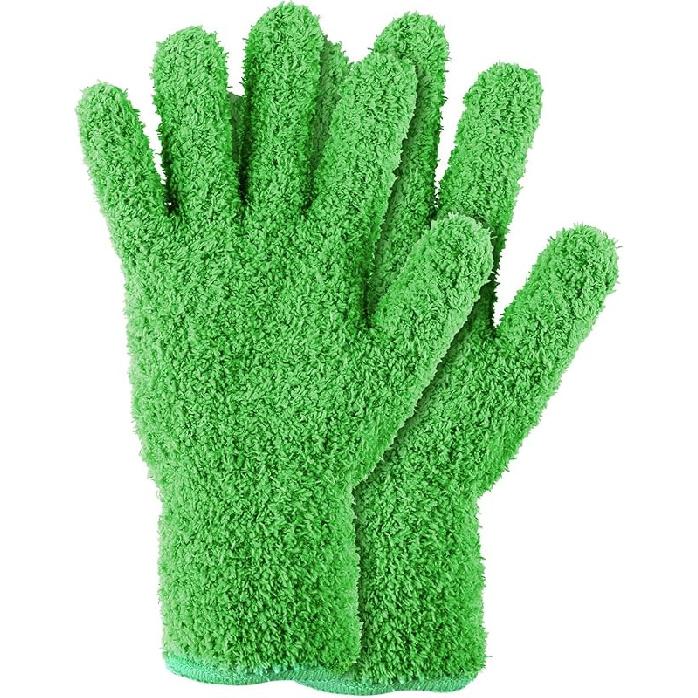Sibba 2pcs Dusting Mitt Gloves Microfiber Auto Household Cleaning Mittens Cloth Reusable Washable Gloves Kitchen House Blinds 1 Pair Dark Green