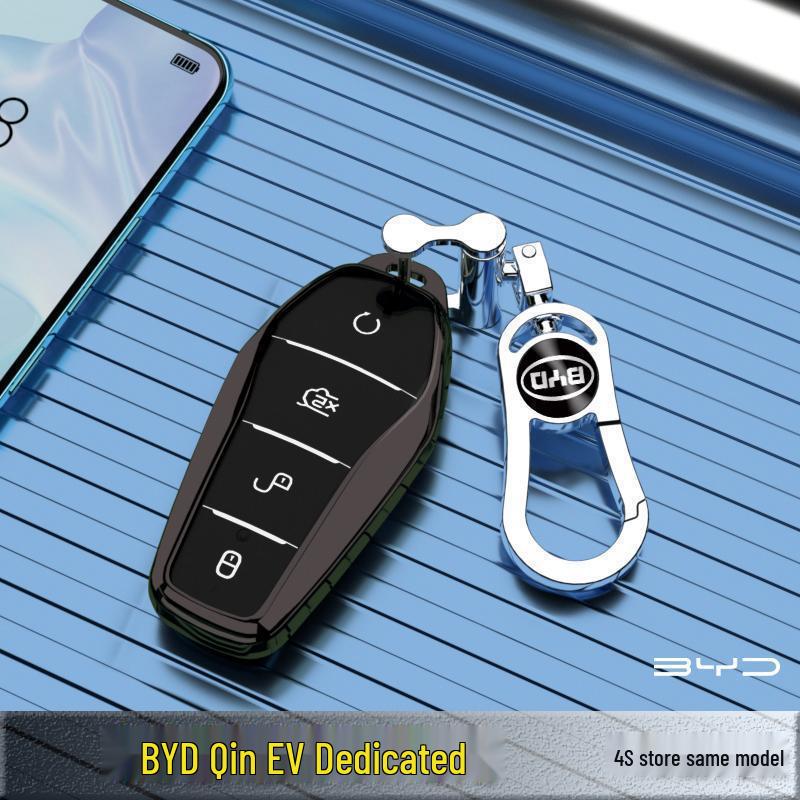 BYD Qin EV Key Cover: Full-Coverage Shell with Buckle Chain for 450 Version, New Energy Vehicles, Unisex.