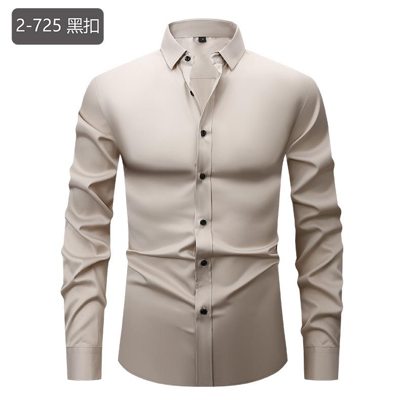 Pánská ležérní košile s dlouhým rukávem Jednobarevná Slim střih Zapínání na knoflíky Košile s klasickým límečkem